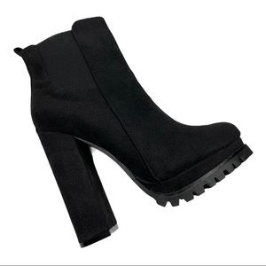 Fashion nova black suede boots heel